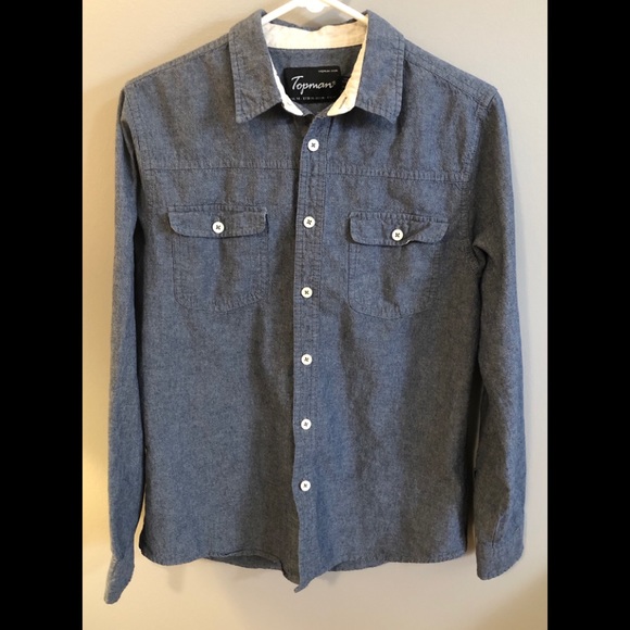 Topman Blue Casual Button Down Shirt - Picture 1 of 3
